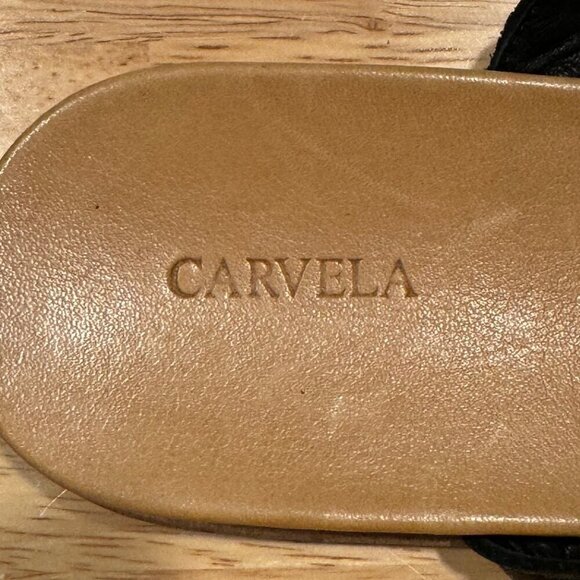 Carvela Kurt Geiger Kilter Flat Leather Sandals Black w/ Gold Studs Size US 7.5 - Picture 6 of 8